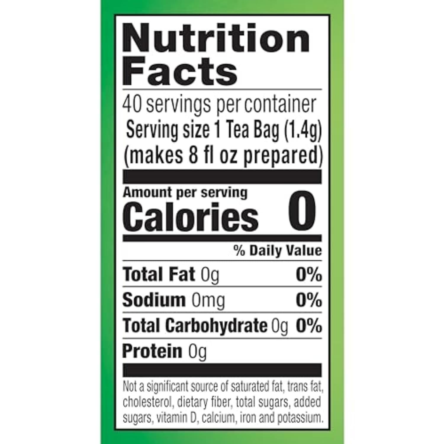 Lipton Green Tea, Decaffeinated, Tea Bags 40 Count Box