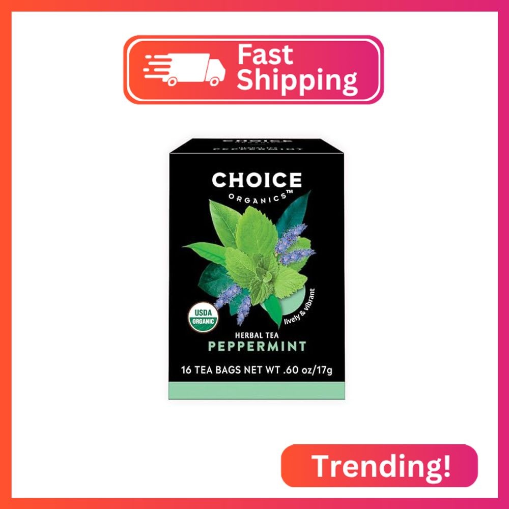 Choice Organics – Organic Peppermint Tea (1 Pack) – Compostable – Caffeine Free