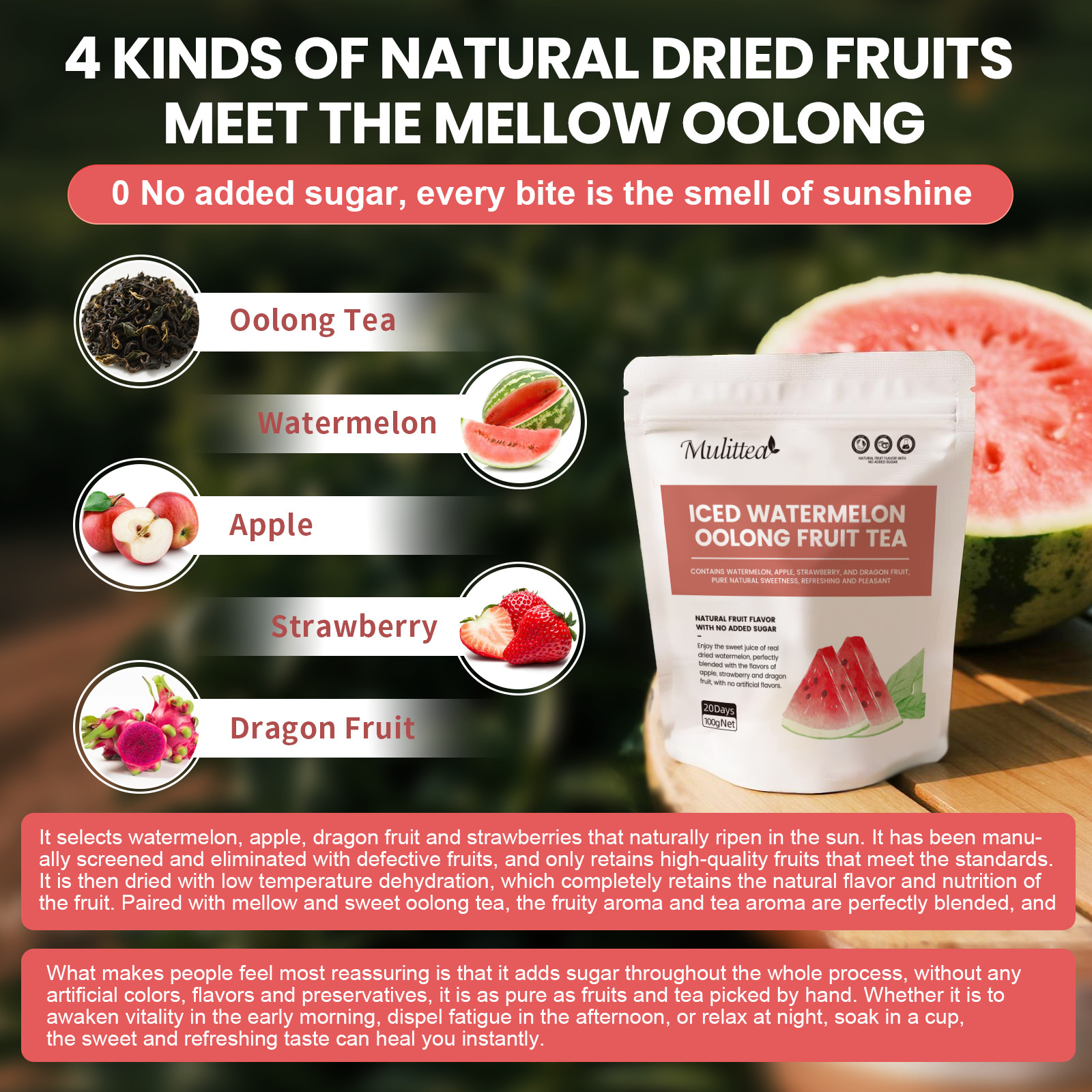 Iced Watermelon Flavor Oolong Tea Fruit-Infused Tea Cold Drinks Tea Bags