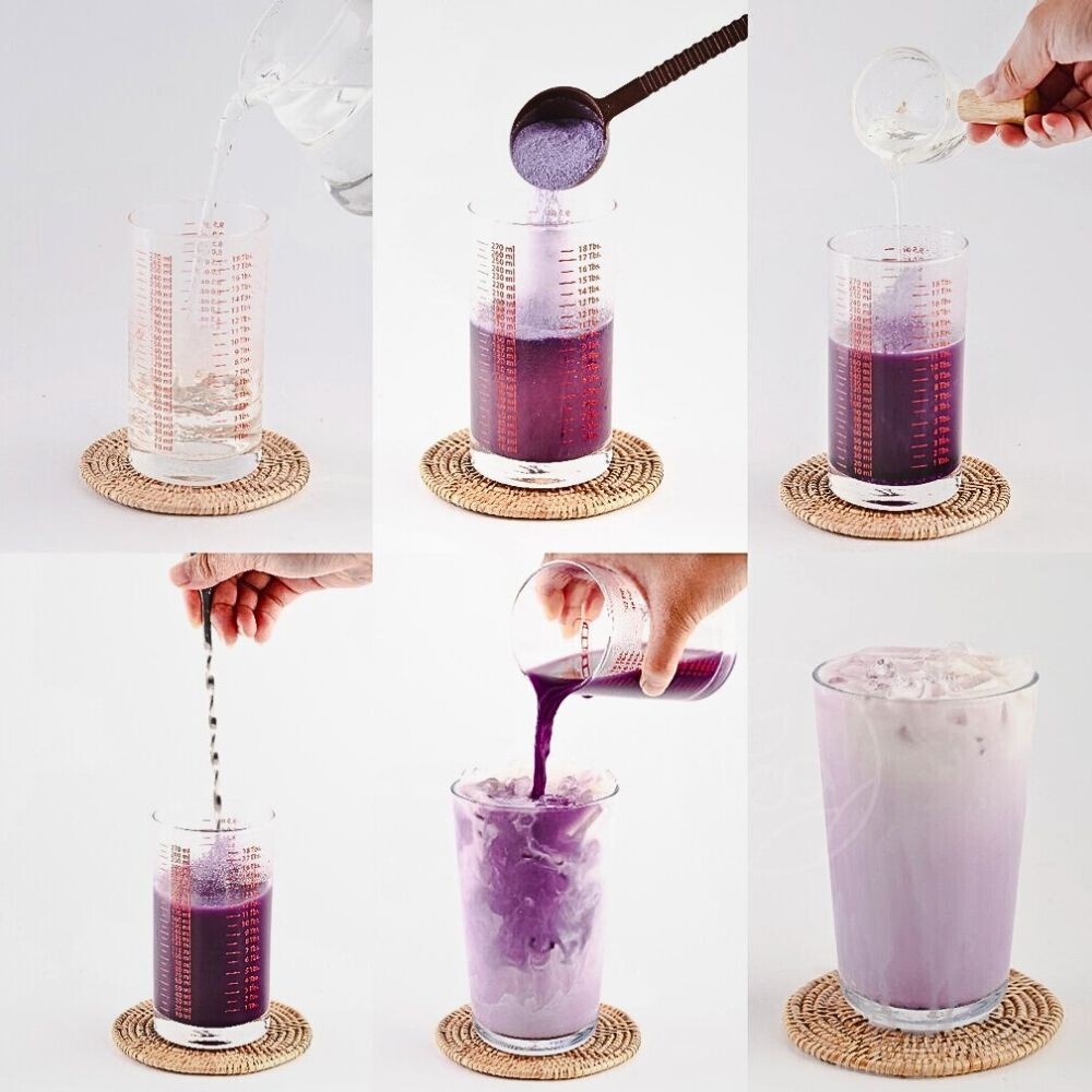 Instant Taro Milk Tea Powder Thai Bakery Cake Drink Mix Hot Iced Beverages 200g