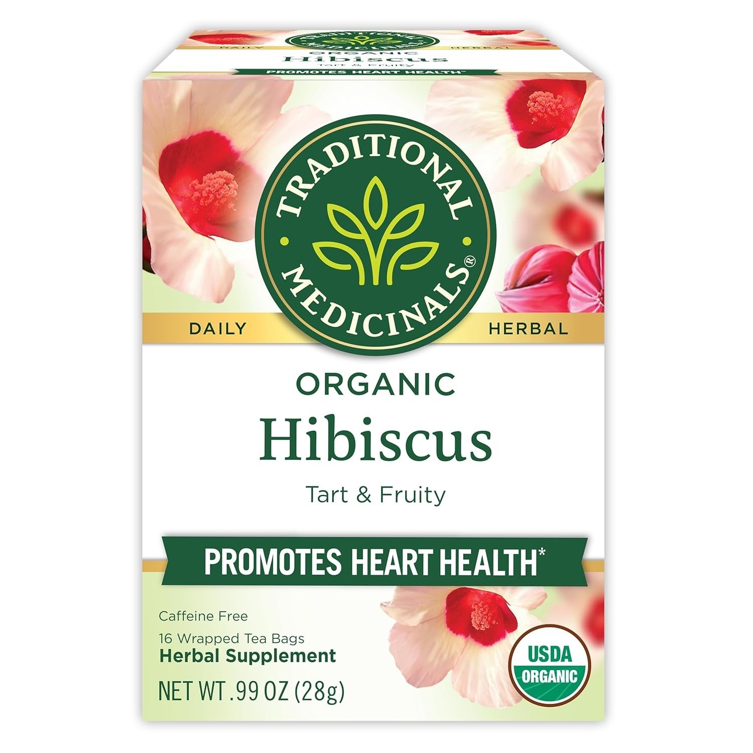 Organic Hibiscus Tea Bags 16 Count Herbal Tea Supports Cardiovascular Health