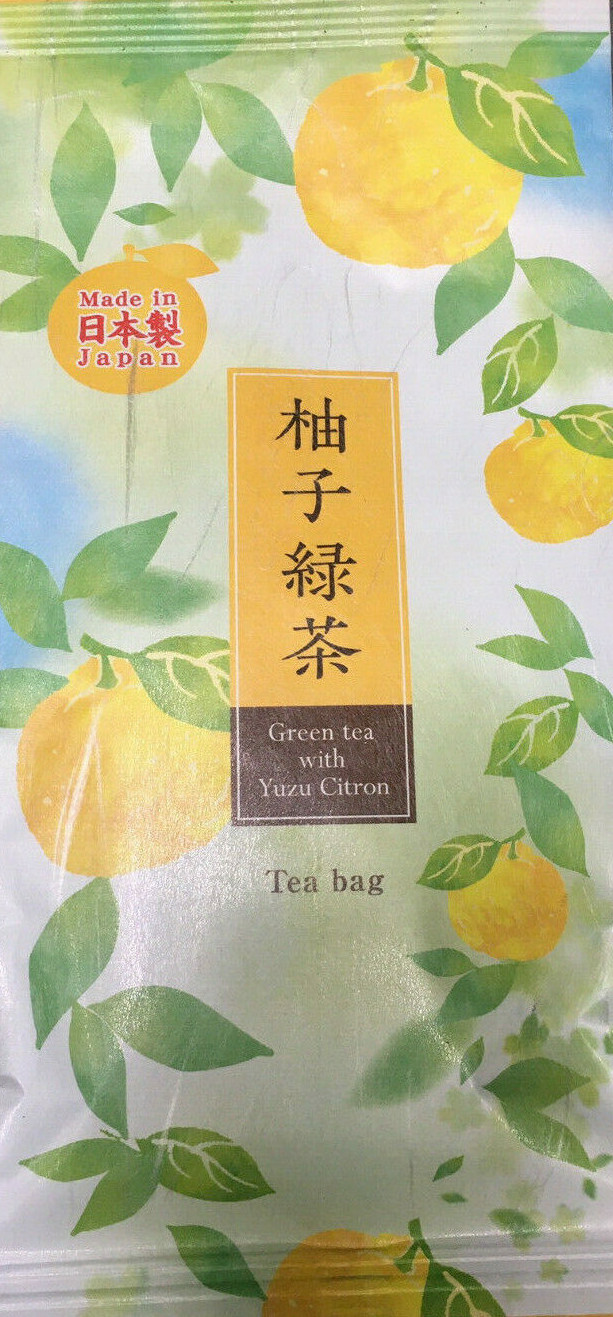 Japanese TA-FU Brand Green Tea with Yuzu Citron Ryokucha Tea Bags, Made in Japan