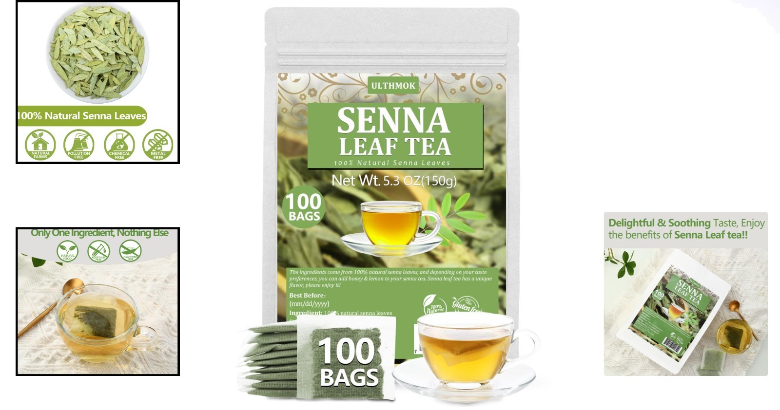 100 Count Senna Tea Bags – 100% Natural & Caffeine-Free Wellness