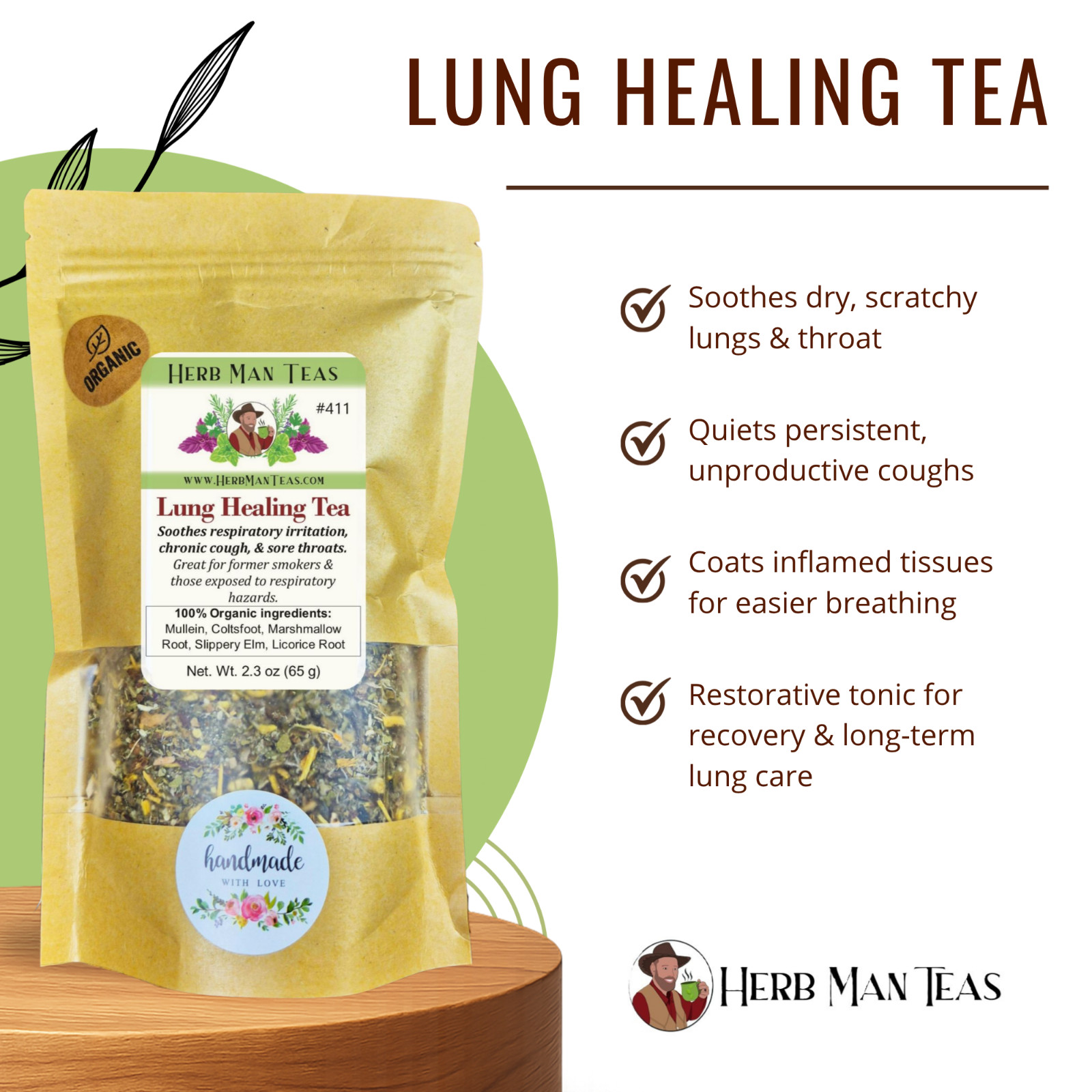 DRY COUGH TEA -A natural lung tonic for dry respiratory conditions & sore throat