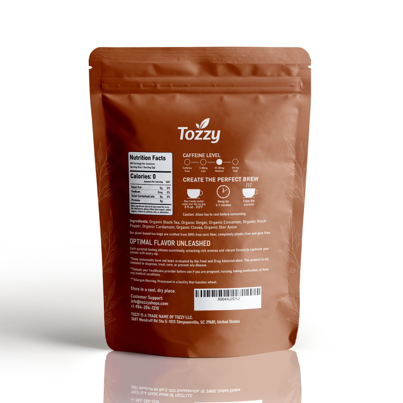 Organic Chai Tea Bags – 100 Count (Plant-Based Pyramid Tea Bags)