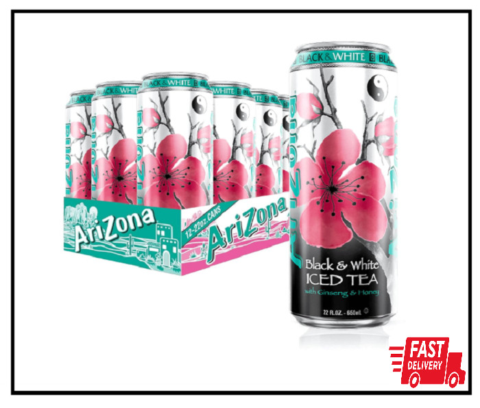 AriZona Black and White Tea – Big Can, 22 Fl Oz (Pack of 12)