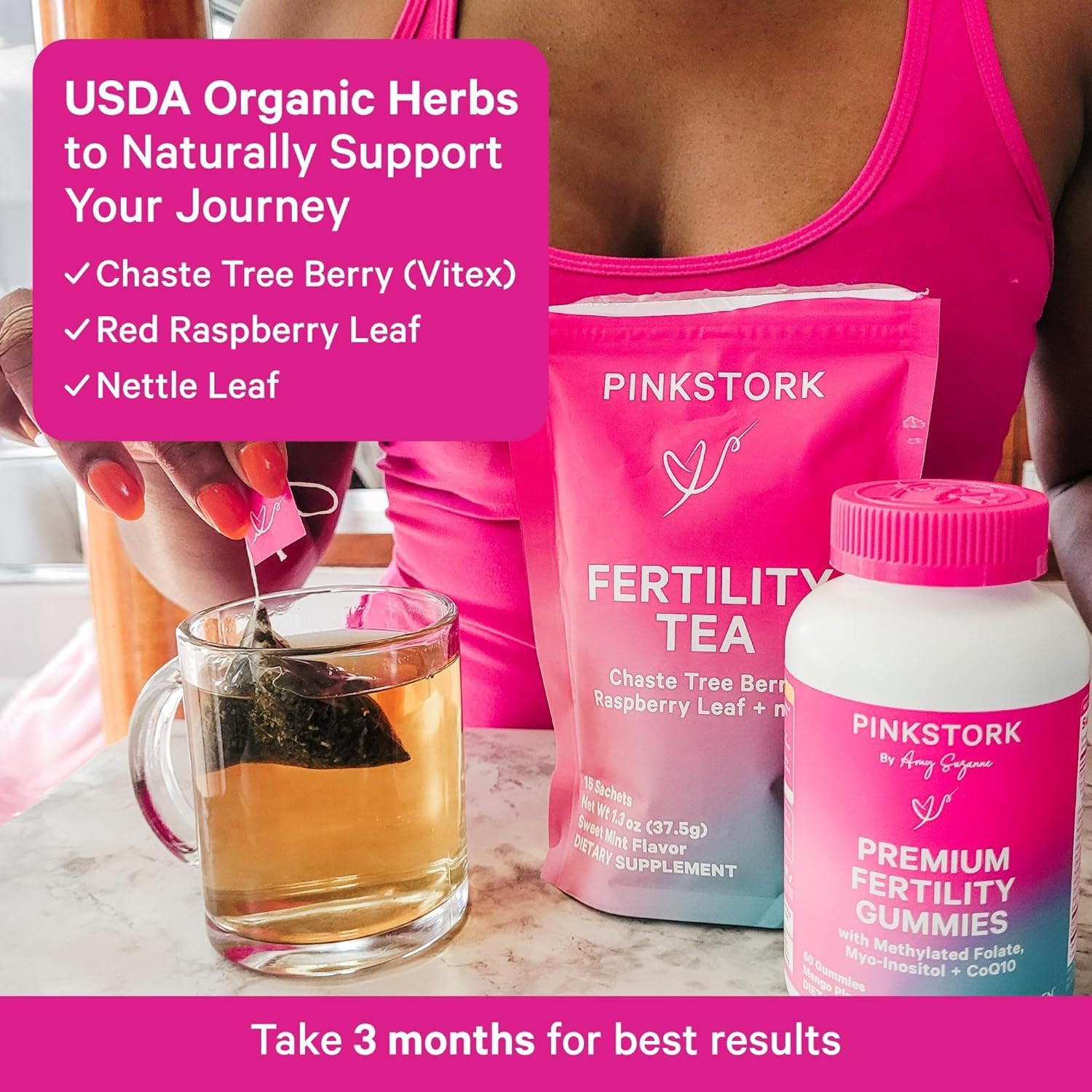 Organic Fertility Tea Women Herbal Blend Natural Support Tea Bag Hormone Support