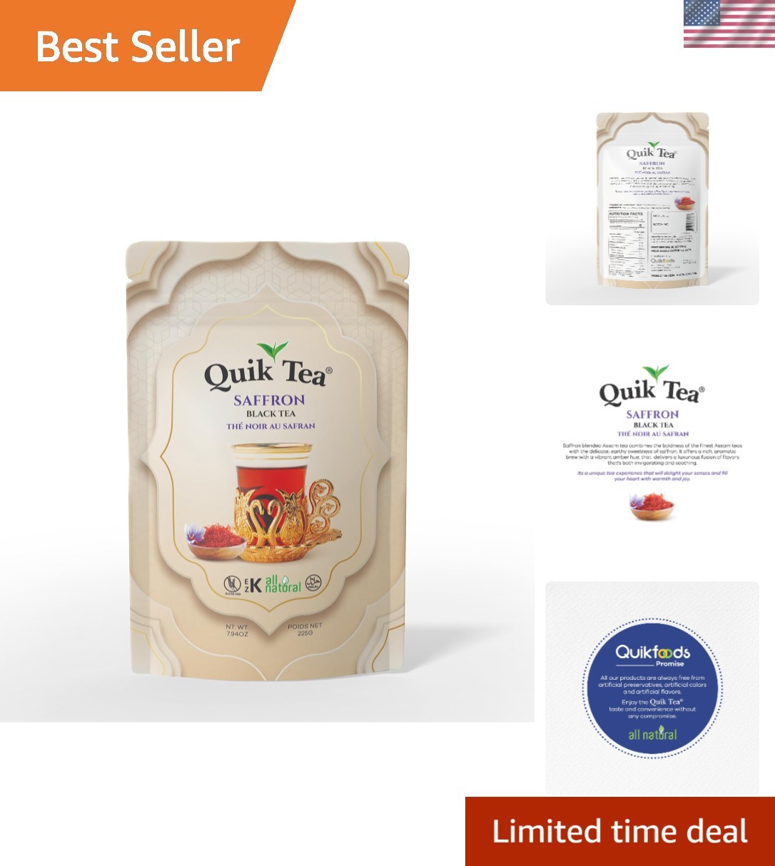 Natural Saffron Extract Loose Tea – 7.94 oz Assam, Perfect for Gifting