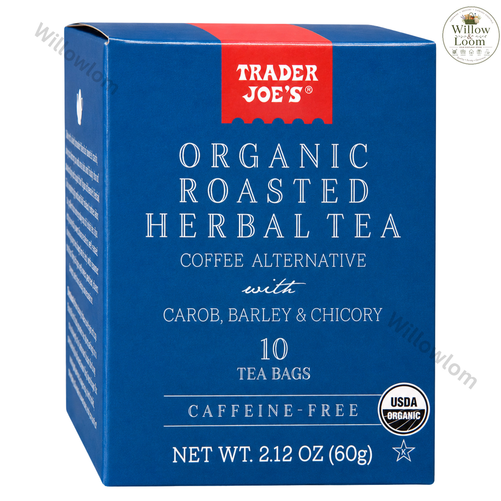 Pack of 2 Trader Joes Organic Roasted Herbal Tea Coffee Alternative 10 Tea Bags