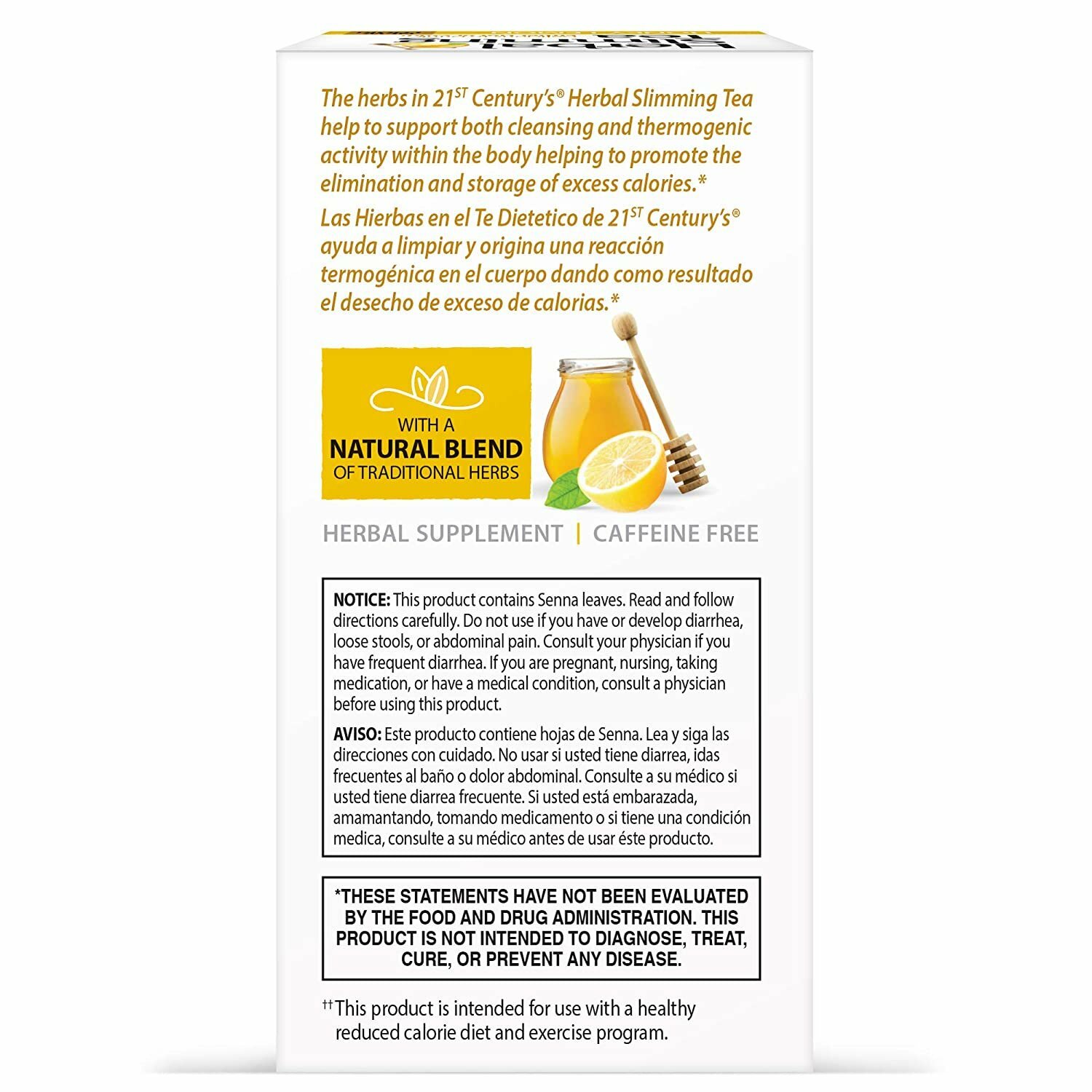 21st Century Herbal Slimming Tea with Honey Lemon Flavor Supplement 24 ct 6 Pack