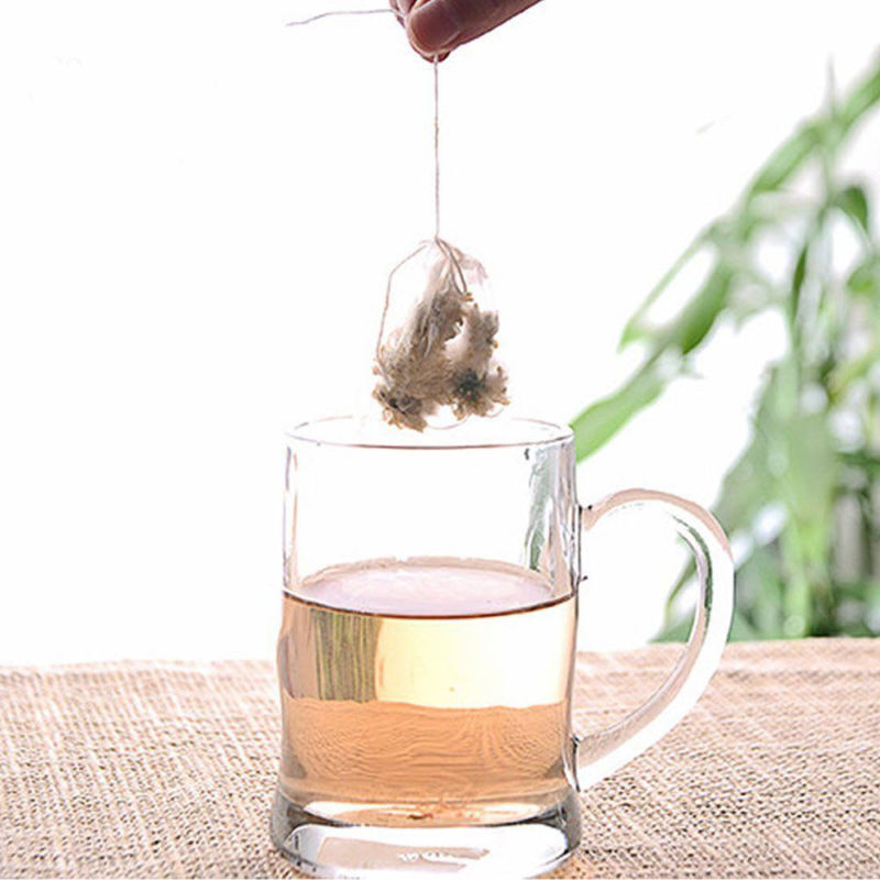 100x Spice Bag Boutique Cotton Self Fill Tea Bags Drawstring 5*7cm White
