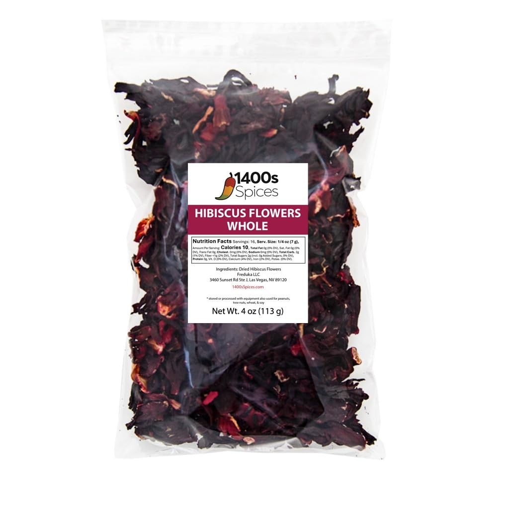 4oz Dried Hibiscus Flowers perfect for Tea and Mexican Agua Fresca, Flor de Jama