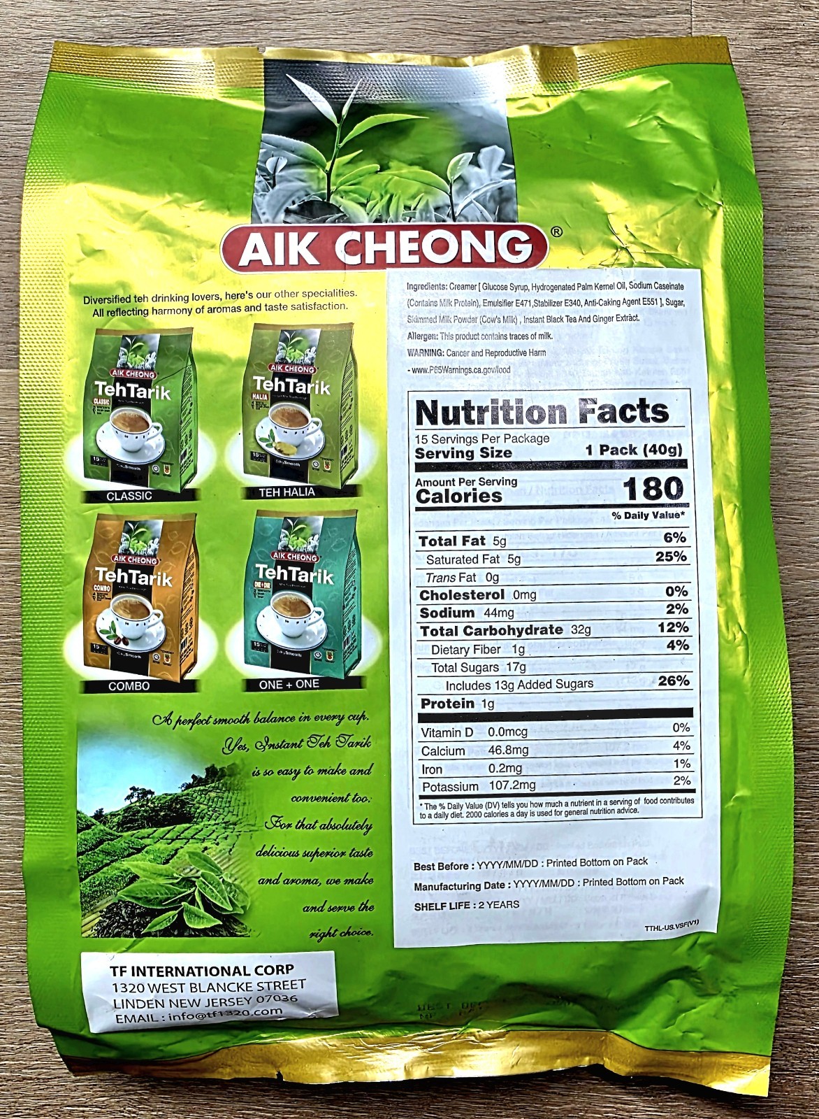 Aik Cheong | Teh Tarik Halia | 4-in-1 Ginger Milk Tea | Malaysia 15ct (600g)