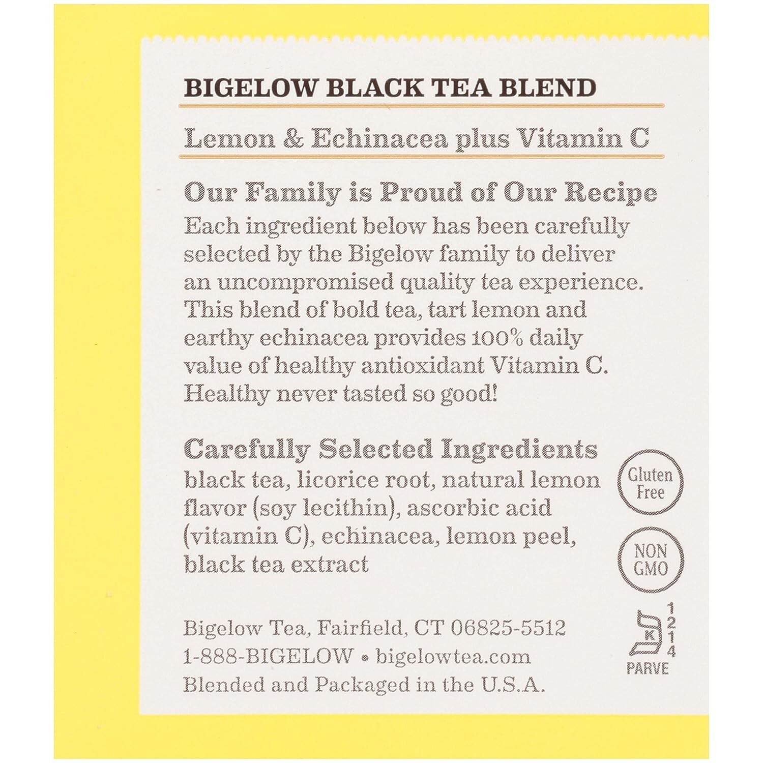 Lot 2 Bigelow Lemon Echinacea Black Tea Vitamin C 36 Bag Warm Brew Easter Spring