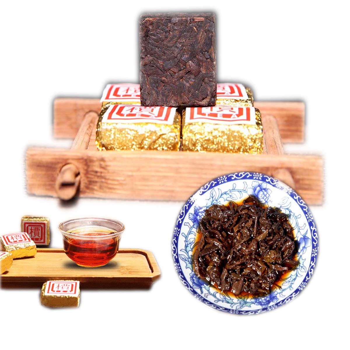 1Pc/Cup Mini Brick Tea Ripe Puerh Tea Yunnan Bulk Bohai Square Puer Tea 50g-500g