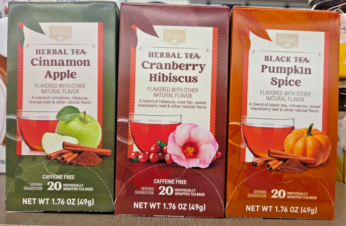 Benner Herbal Tea Cranberry Hibiscus, Cinnamon Apple, Pumpkin Spice (3 Boxes)