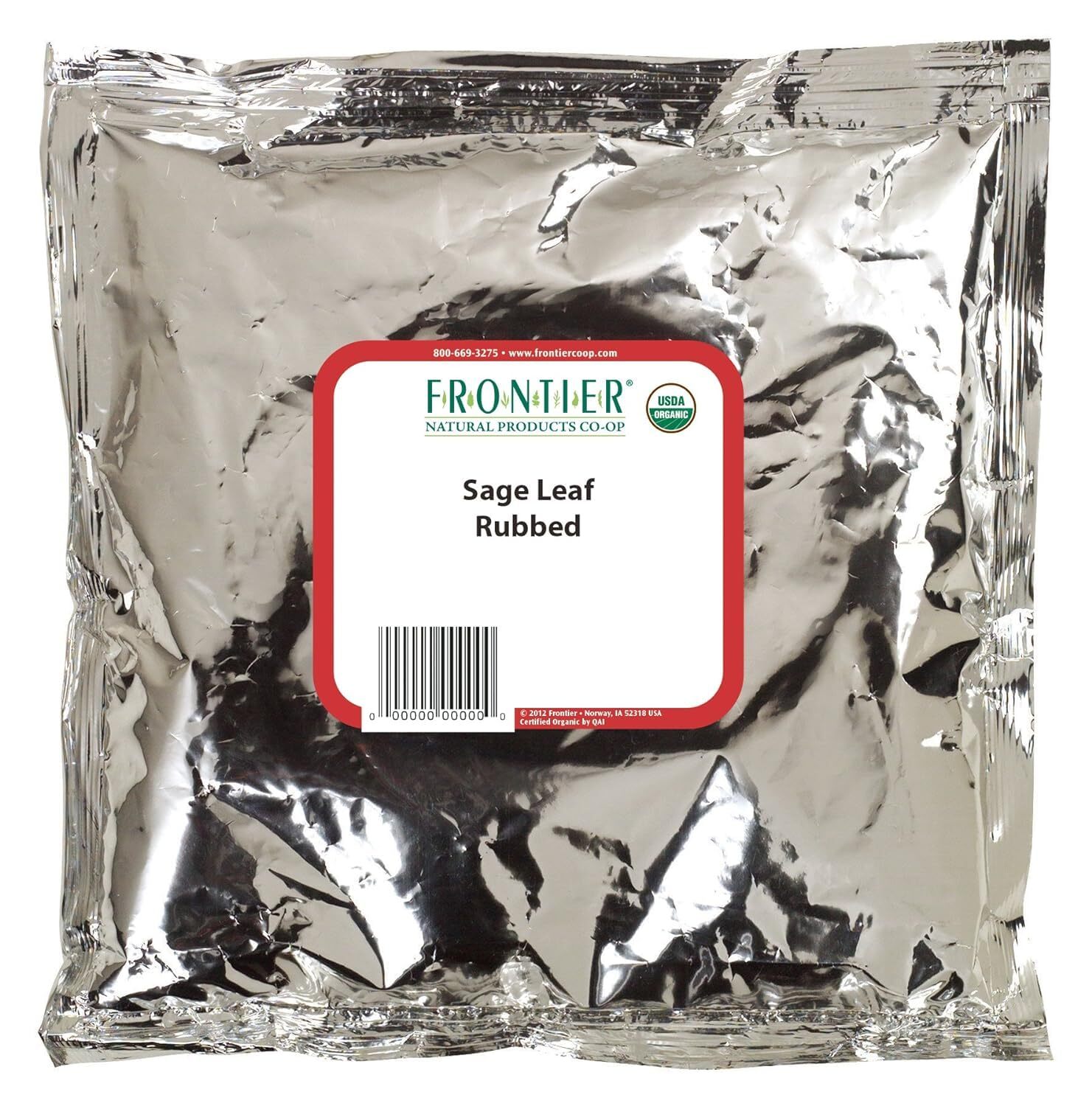 Frontier Co-op Rubbed Sage Leaf, 1-Pound, Sweet Earthy Flavor, Hints of Mint,