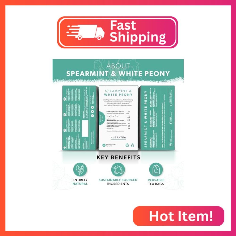 Nutra Tea – Spearmint & White Peony – Spearmint Tea, PCOS Tea – For Digestion, W