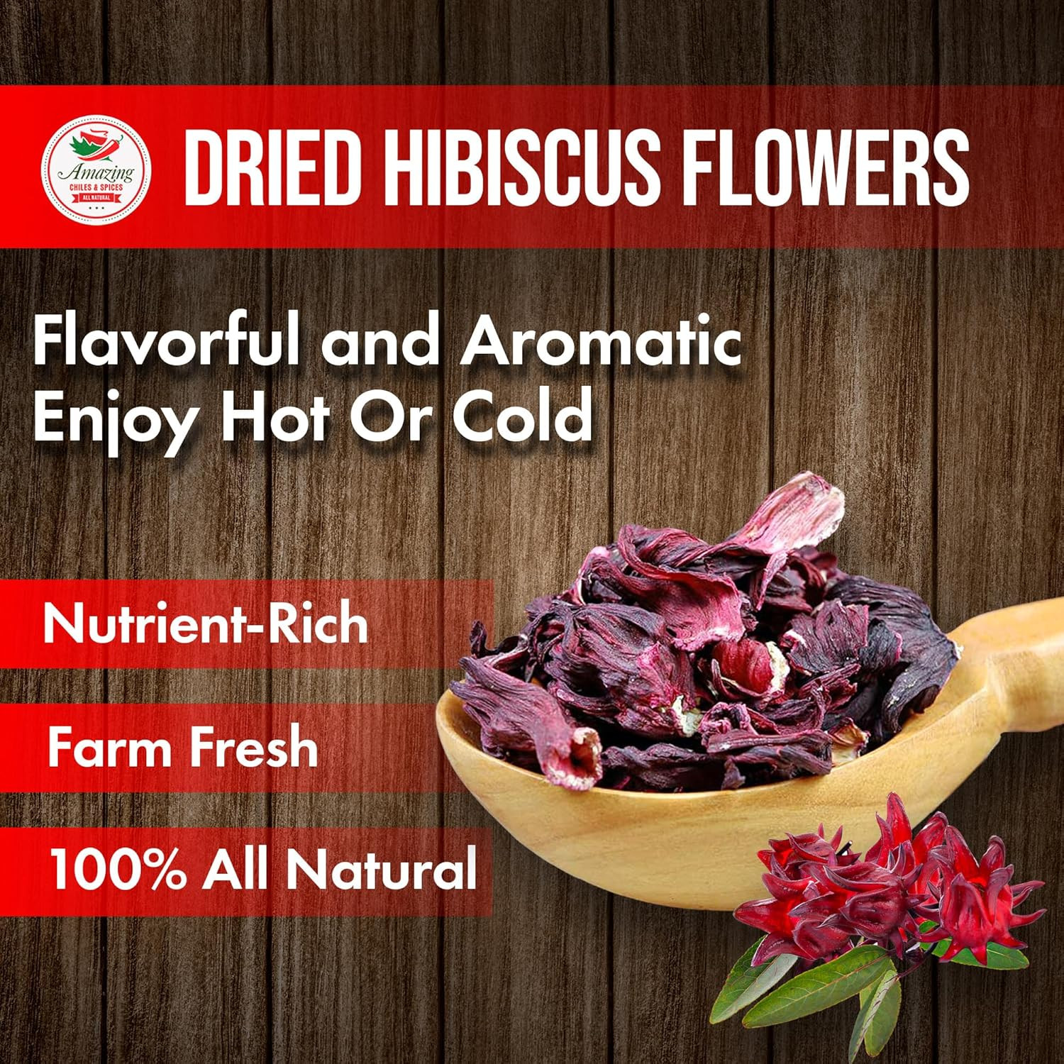 Hibiscus Flowers 1Lb (16Oz) – All Natural, Triple Cleaned – Whole Soft Flowers a
