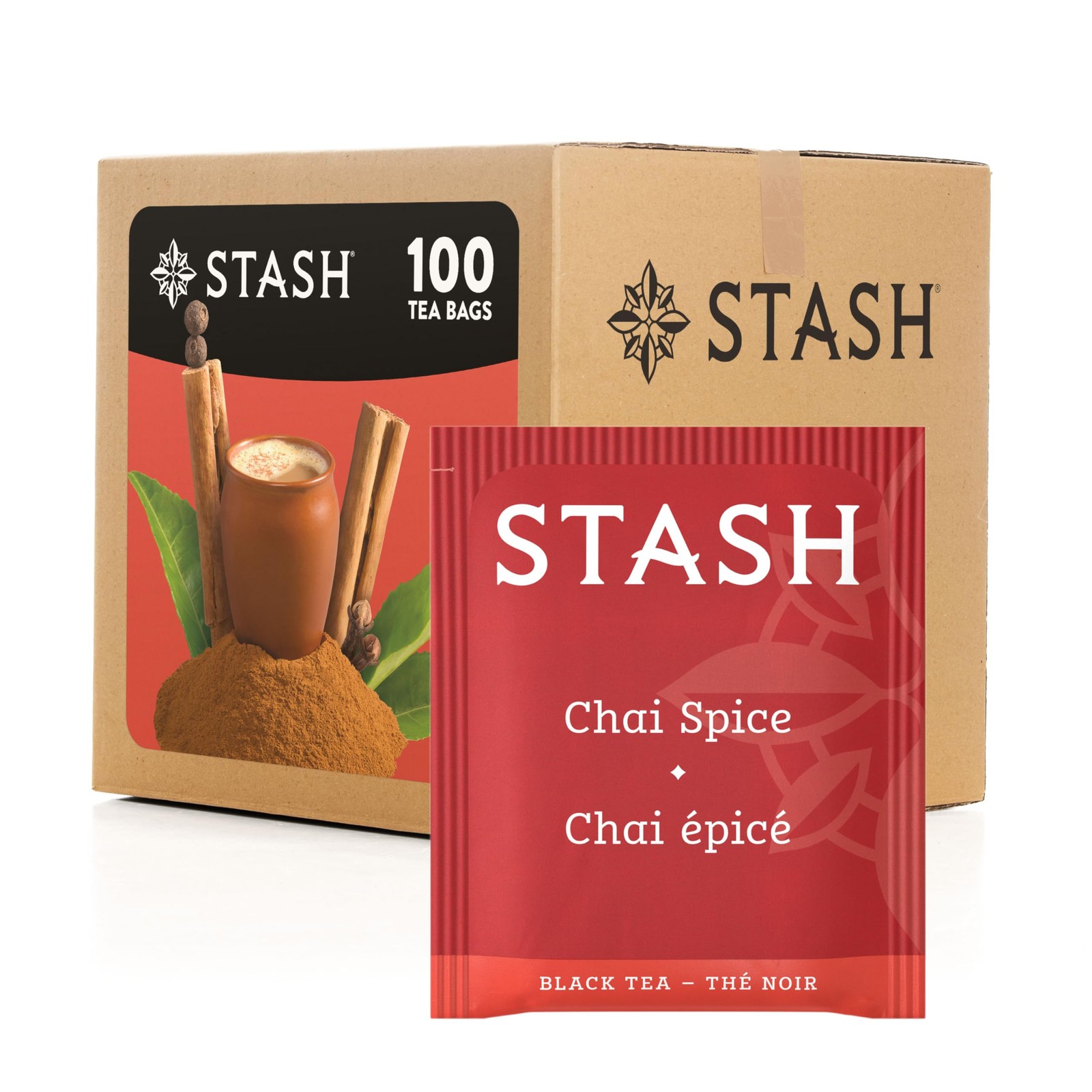 Stash Tea Chai Spice Black Tea, Box of 100 Bags 100 Count (Pack 1)