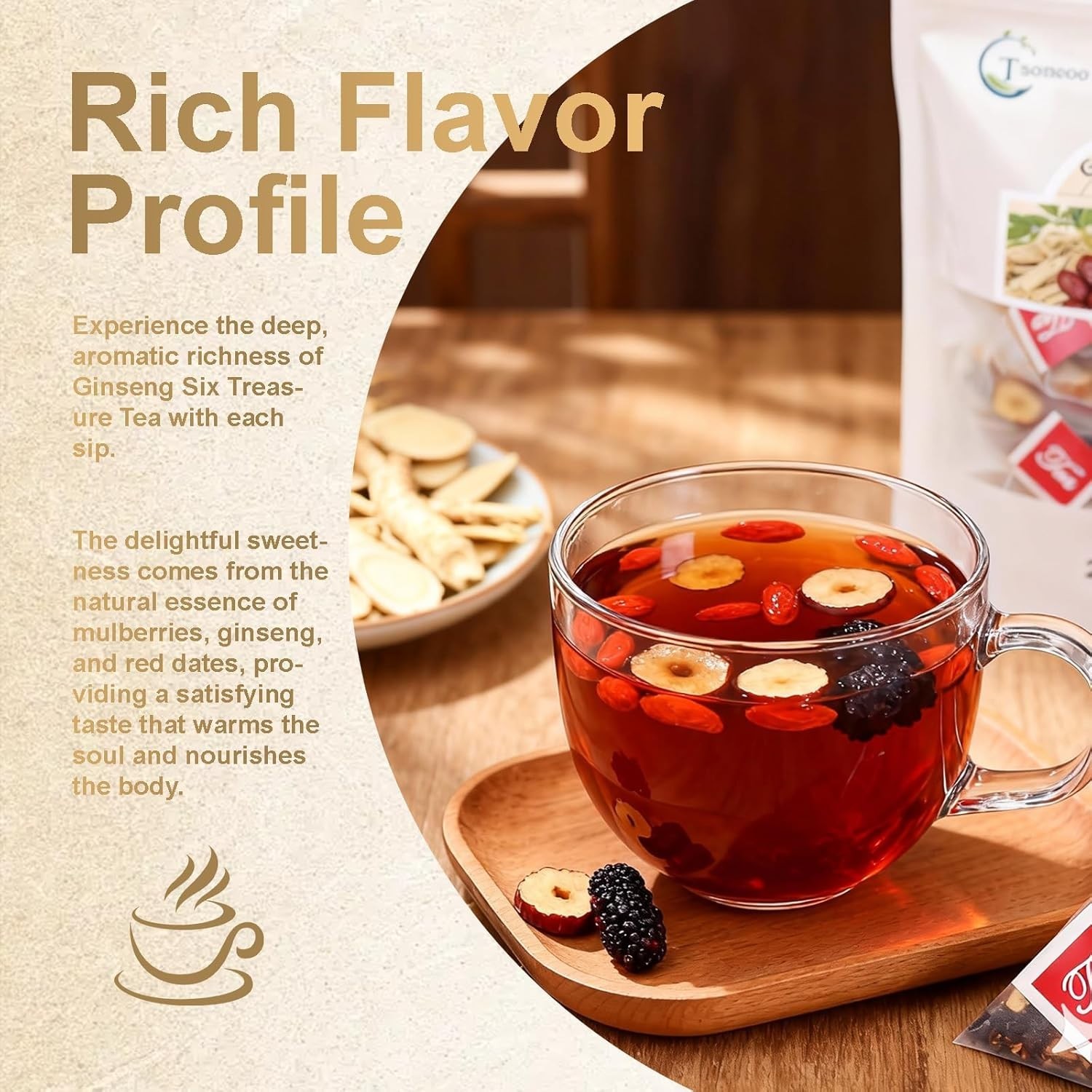 Monbrizz kidney tea formula Ginseng Six treasure tea te divina maca root Goji…