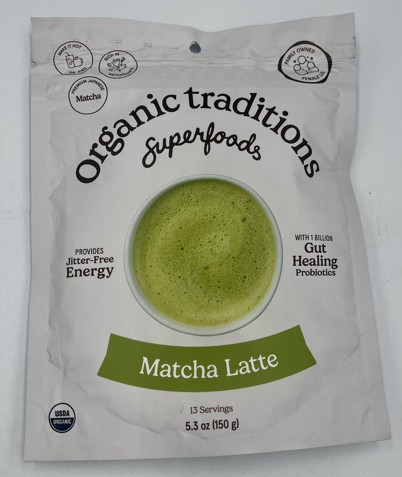 Lot of 2 Organic Traditions Matcha Latte Powder 5.3 oz Each Exp 12/27 Dairy-Free