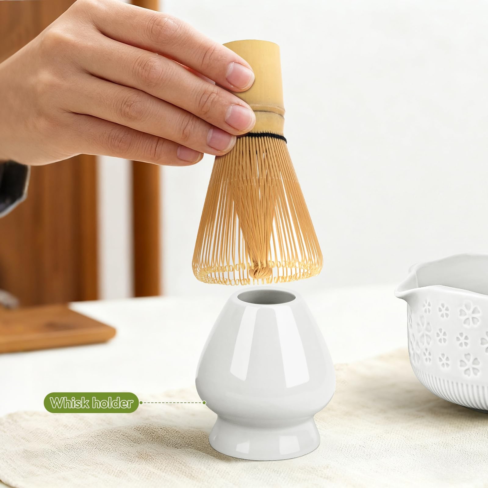 Matcha Whisk Set, 7 Pcs Matcha Making Kit with Matcha Bowl, Matcha Whisk and Hol