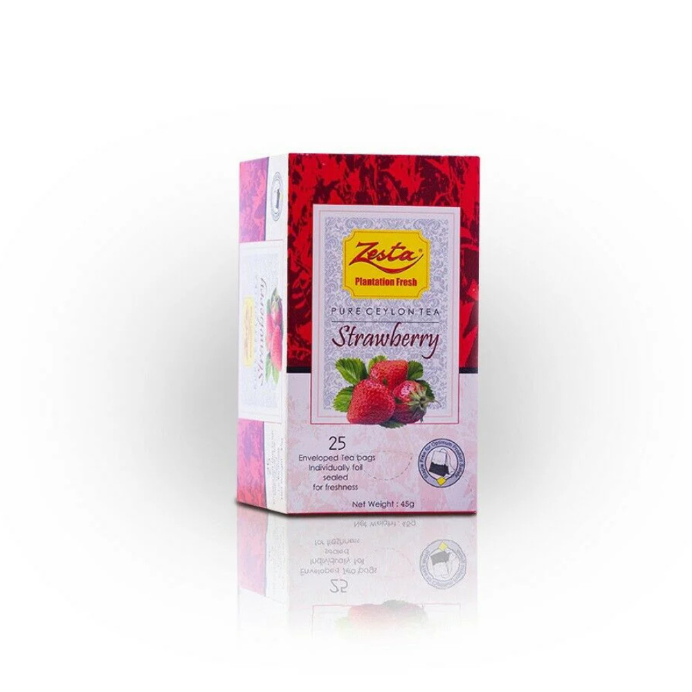 Strawberry Black Tea 25 Bags Flavored Ceylon Zesta Tea Fresh & Premium
