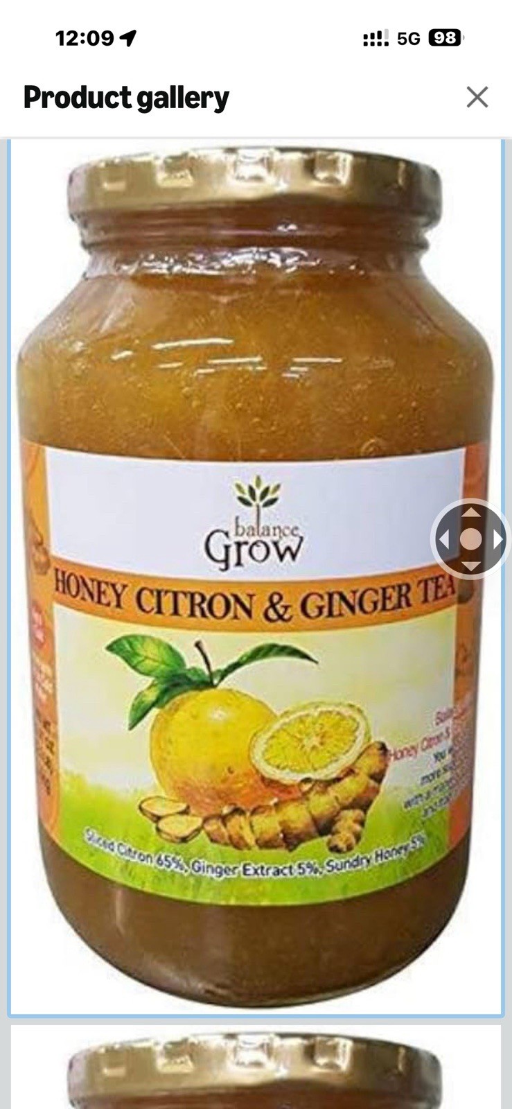 Balance Grow Honey Citron & Ginger Tea Jar 2.2lb Honey Citron Ginger Flavor