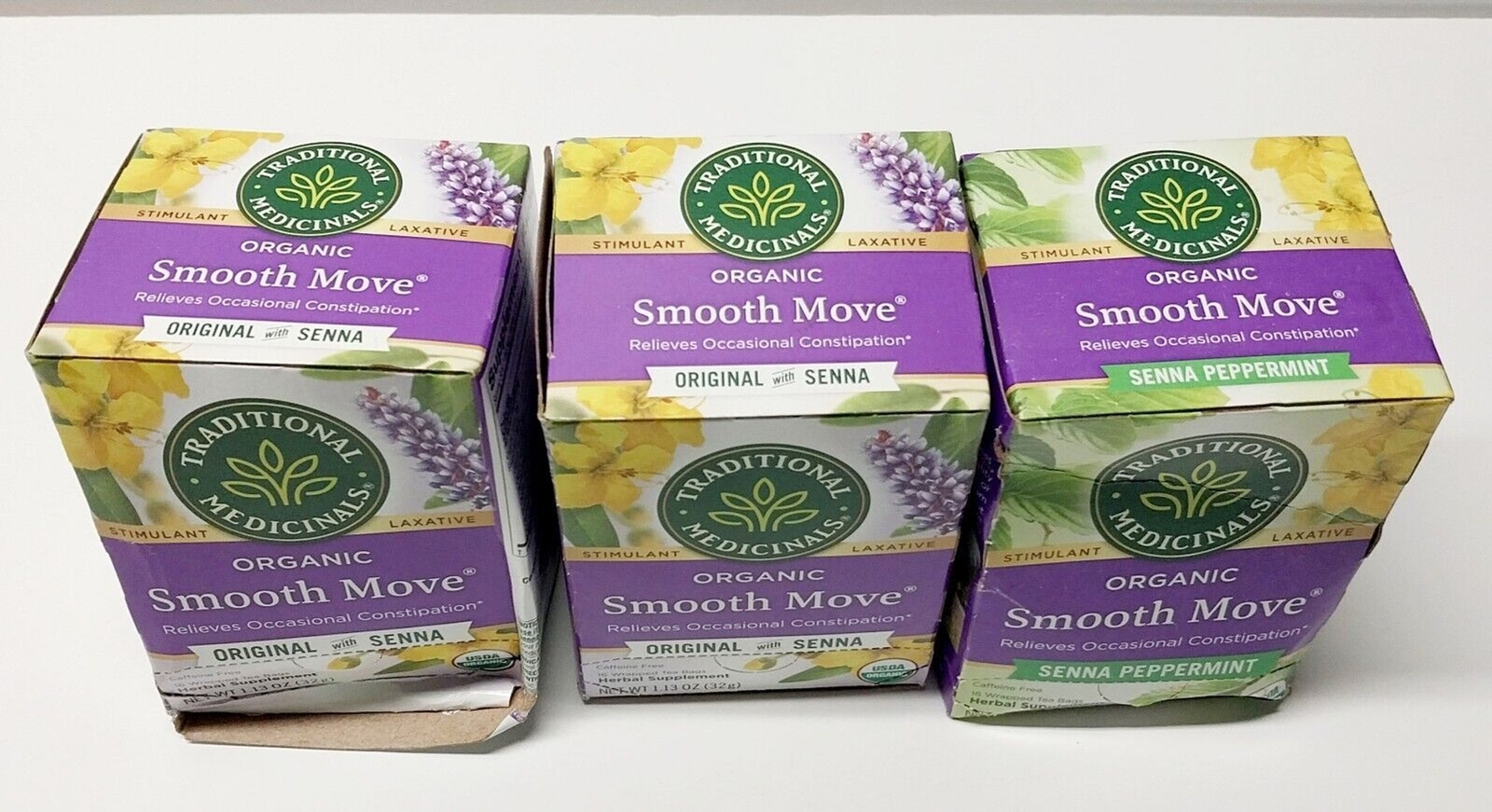 3 Box Lot Traditional Medicinals Smooth Move Tea Regular Peppermint EXP Feb 2027