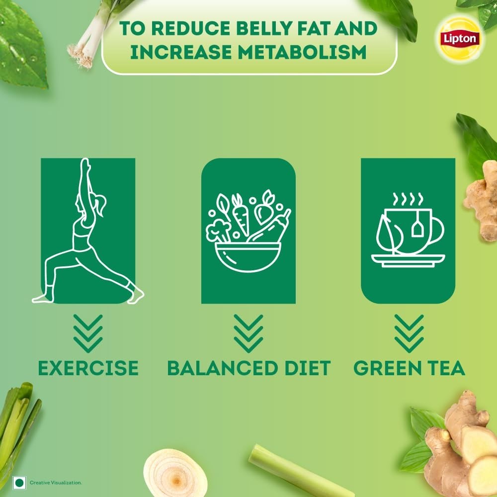 Lipton Lemongrass Ginger Green Tea 25 Bags | Detox & Weight Management | 33g