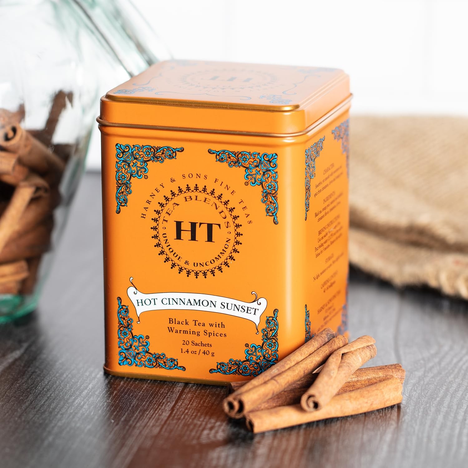 Harney & Sons Caffeinated Hot Cinnamon Sunset Black Tea 20 Count (Pack of 1)