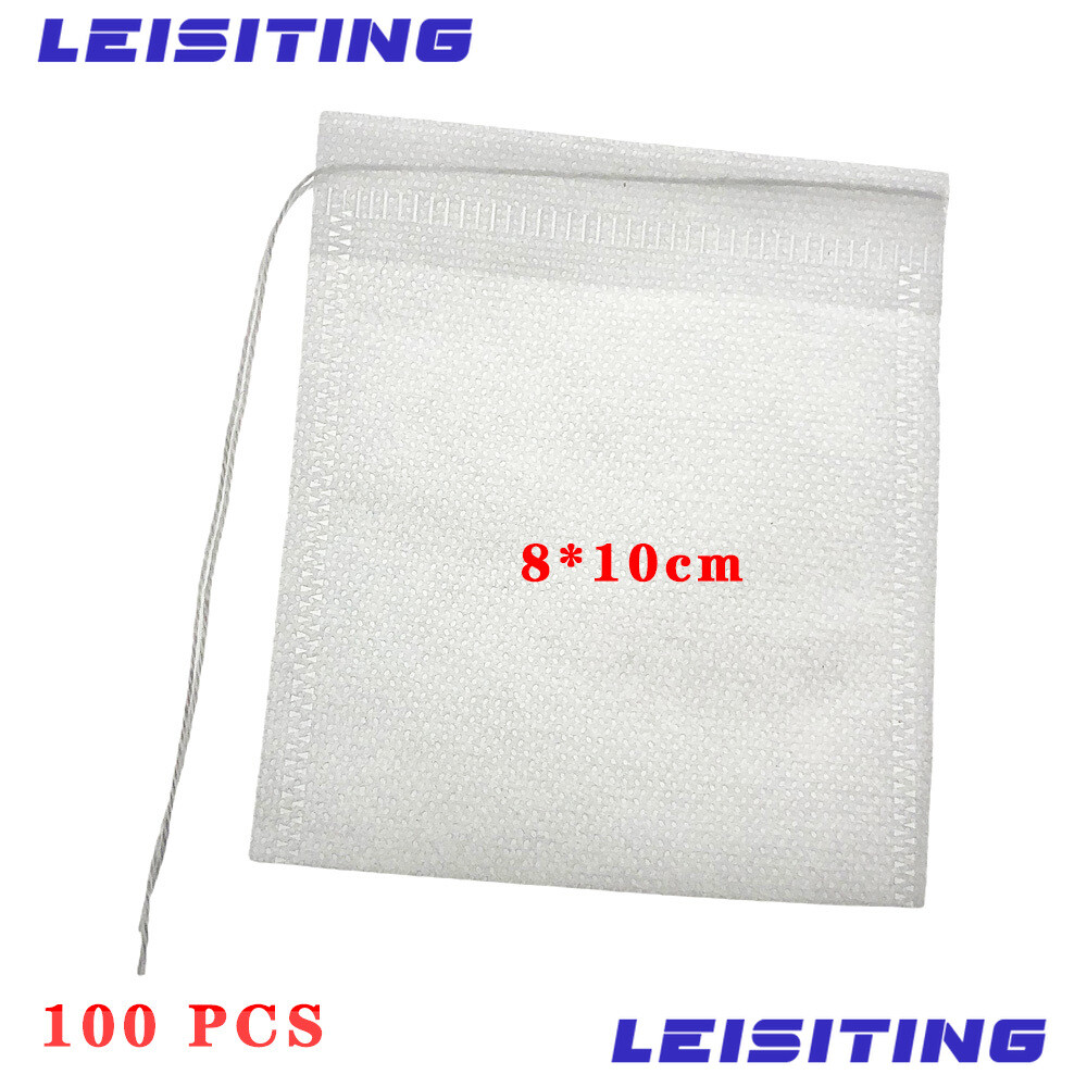 NEW 100 Pcs Non-woven Disposable Filter Empty Teabags Herb Loose Tea Bag 8*10 cm