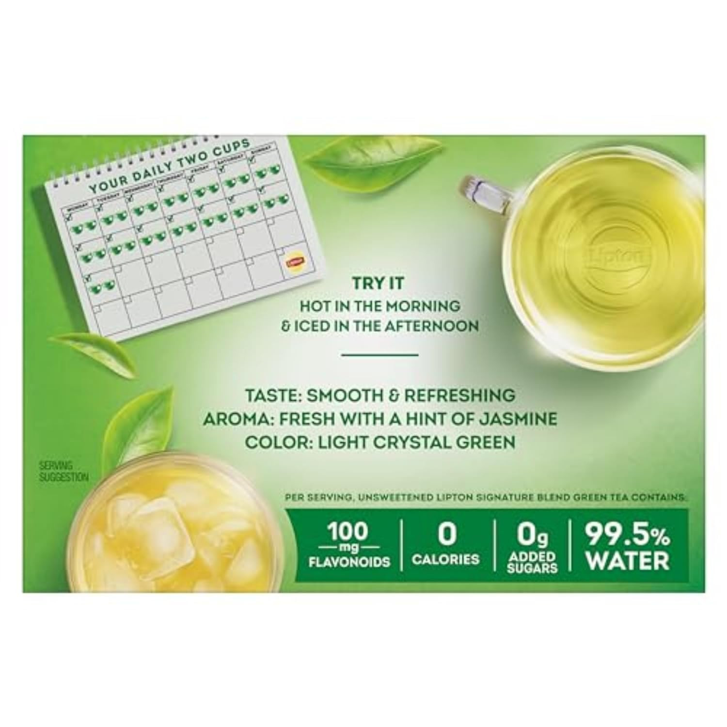 Signature Blend Green Tea Bags Unsweetened 40 Ct Hot or Iced Tea with Caffeine