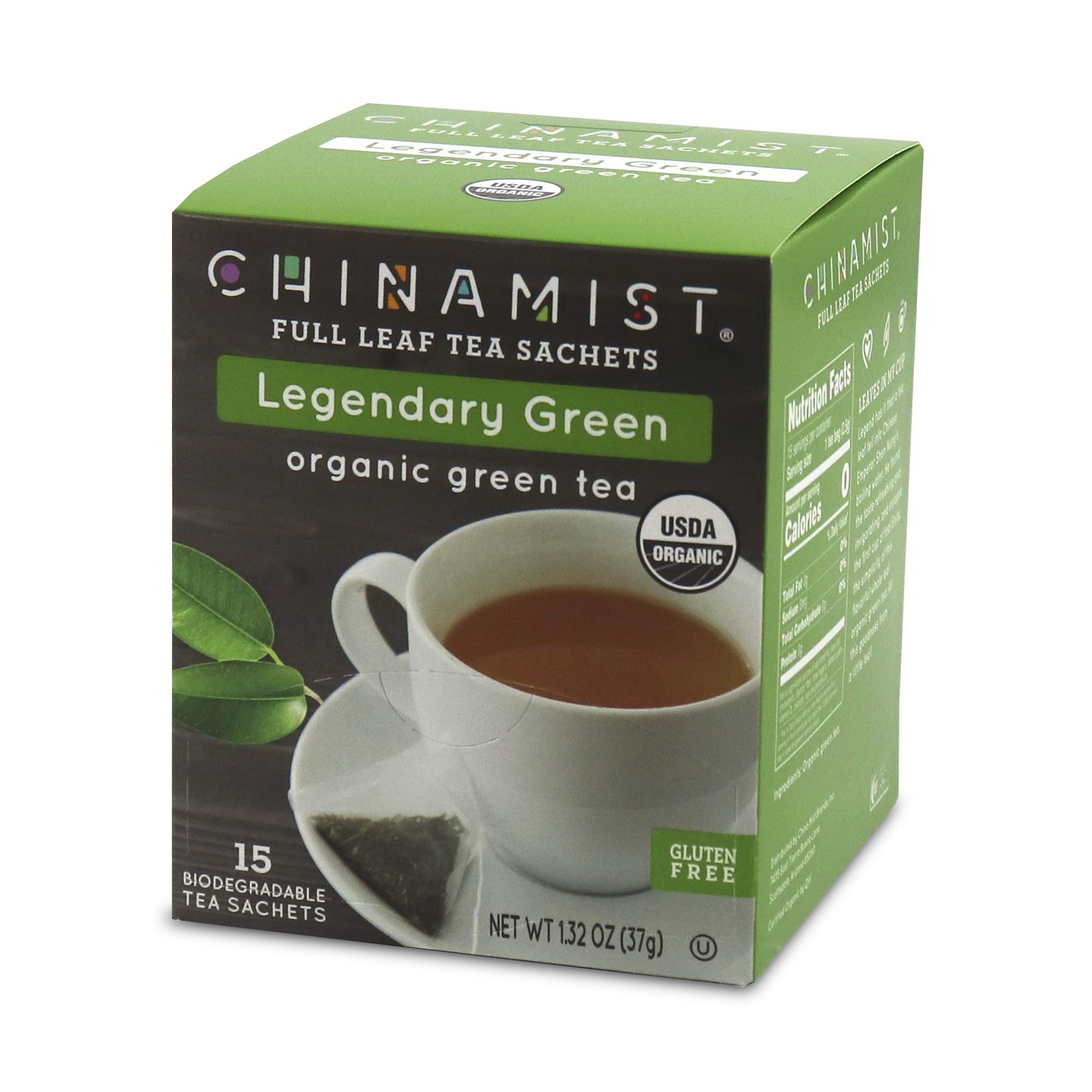 China Mist – Legendary Green Organic Full Leaf Tea Sachet, 15 count box – Bio…