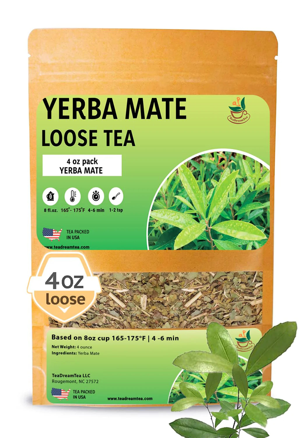 Yerba Mate Loose Leaf Tea 4oz 8oz 1lb Natural Energy Tea TeaDreamTea