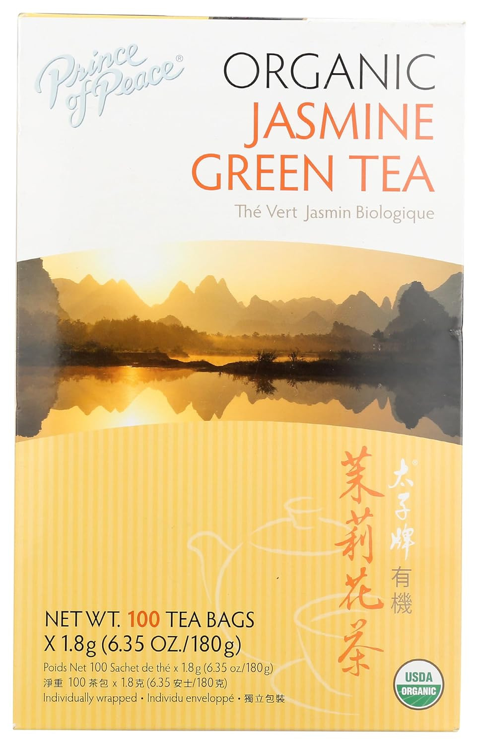 Organic Jasmine Green Tea, 100 Tea Bags – 100% Organic Green Te