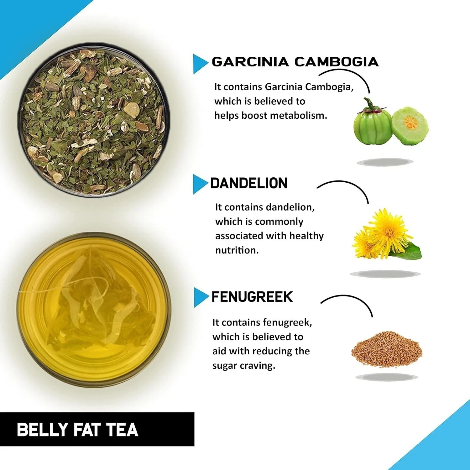 TEACURRY Belly Fat Tea 30 Bags Slimming Detox Herbal Weight Loss Tea