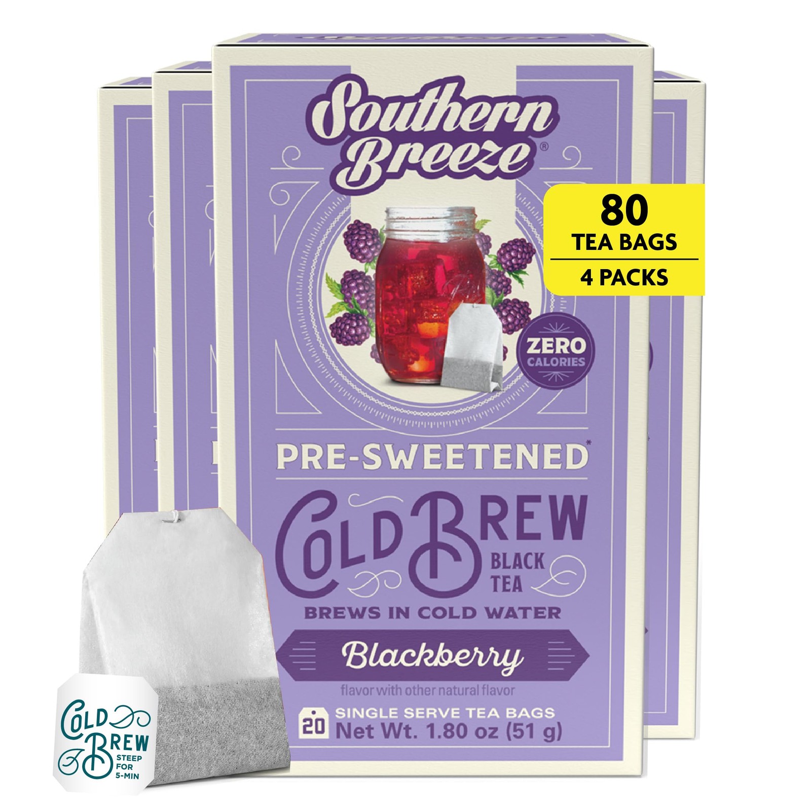 Cold Brew Sweet Tea Blackberry Iced Tea with Black Tea and Zero Carbs Zero Su…