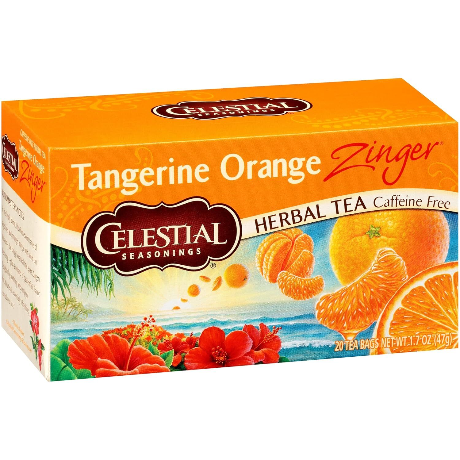 Celestial Seasonings Tangerine Orange Zinger Herbal Tea, 20 Tea Bags Box