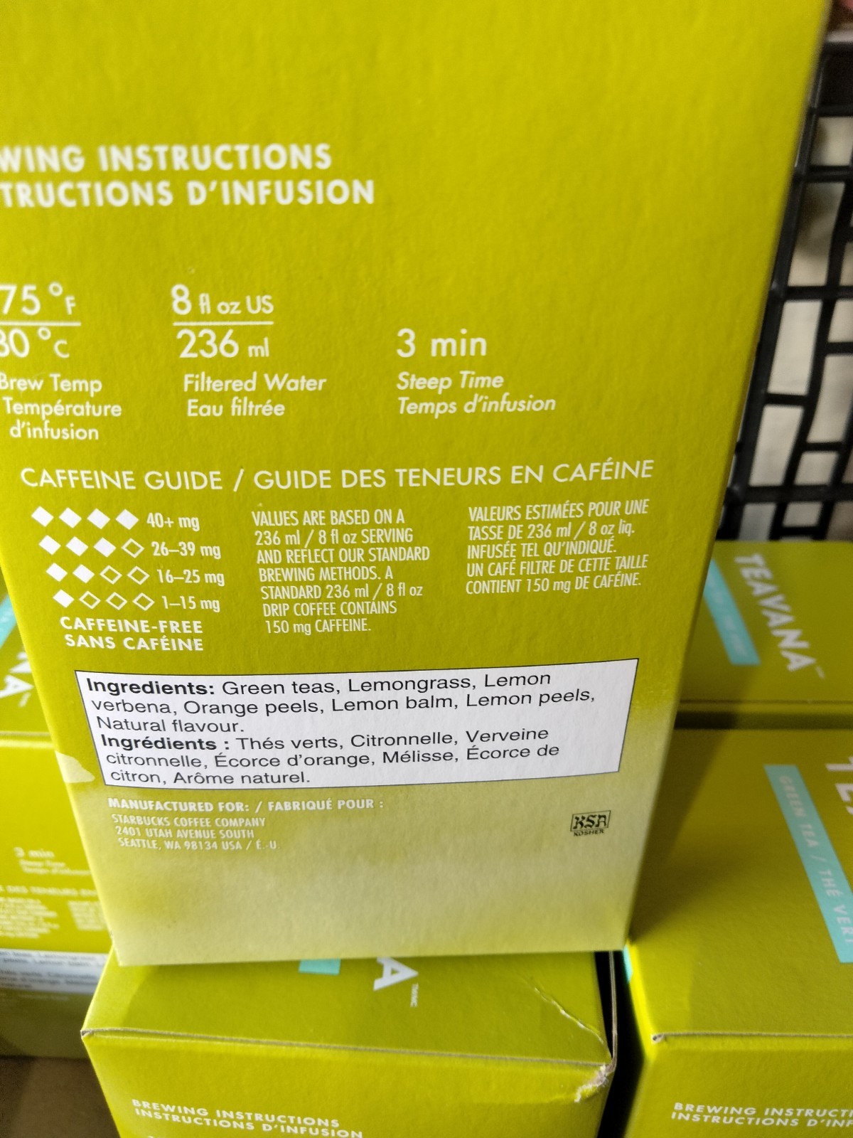 6x Teavana Jasmine Citrus Green Tea 24ct. Filterbags Best Before:11/26/25