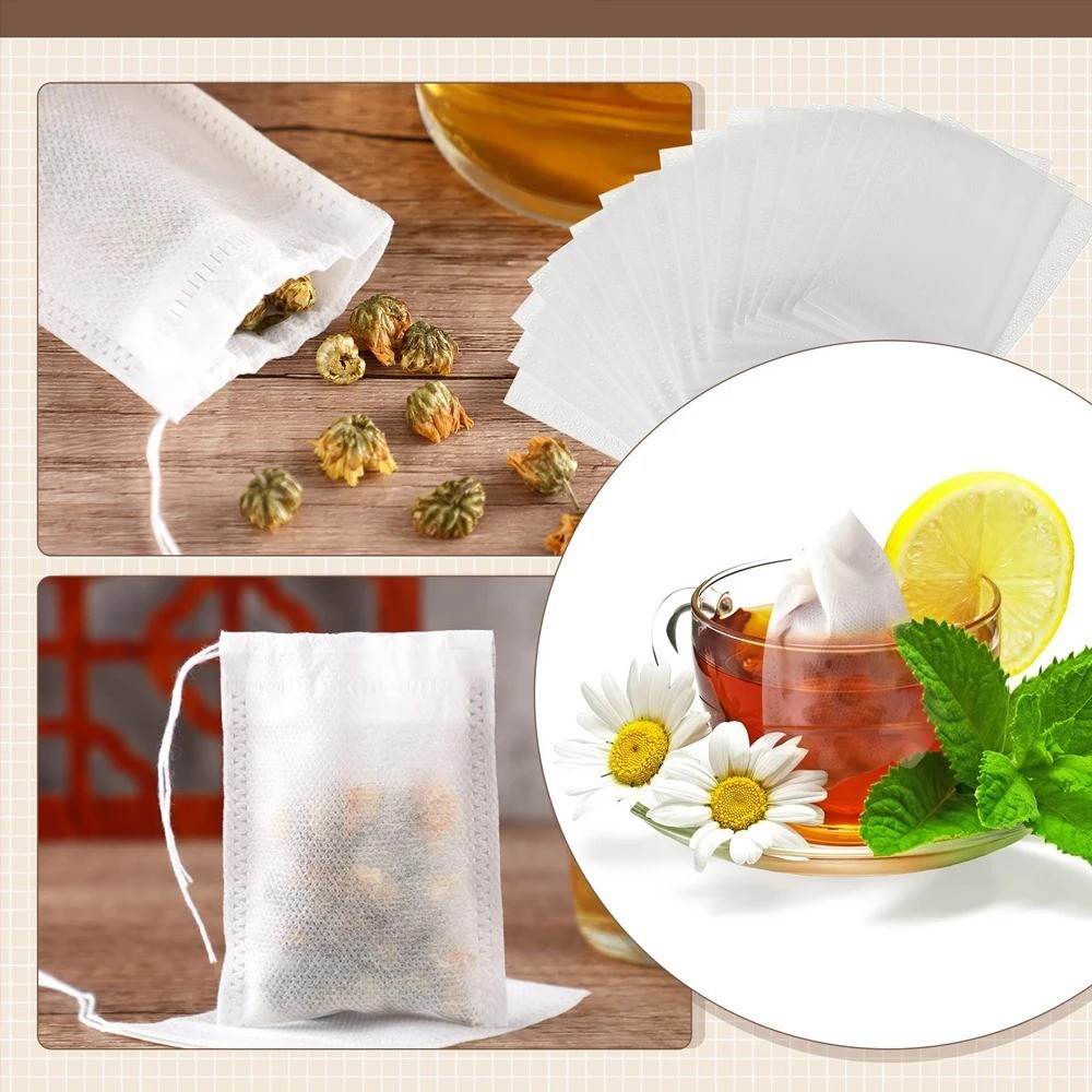 100PCS 5x7cm Disposable Tea Filter Bags Mesh Herb Coffee Infuser Pouches