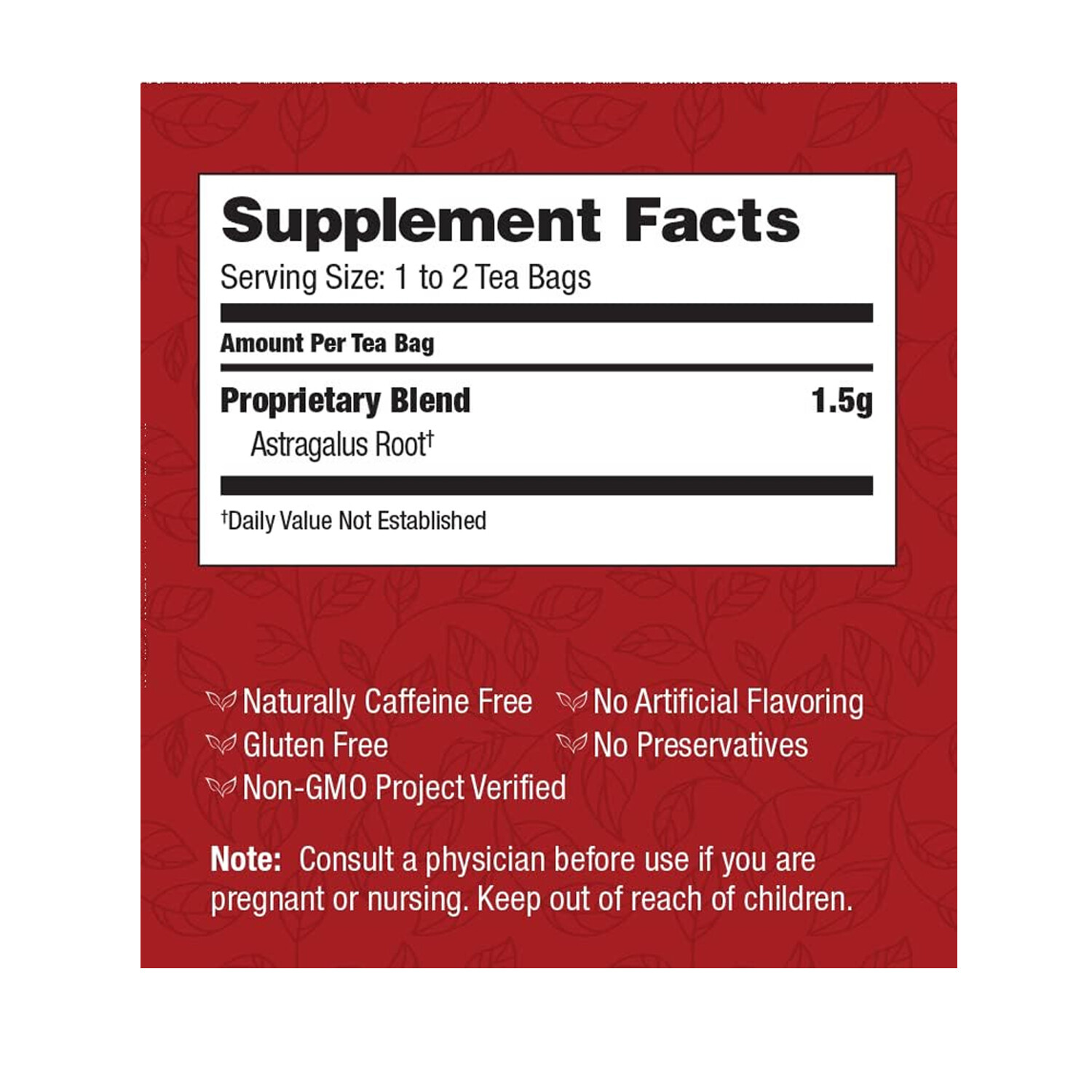 Bravo Tea Absolute Astragalus Herbal Tea, 20 Tea Bags
