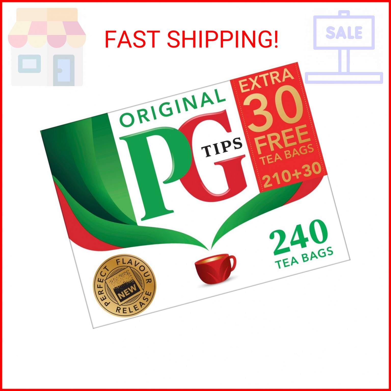 PG Tips Black Tea Non-Pyramid Tea Bags – 240 Count