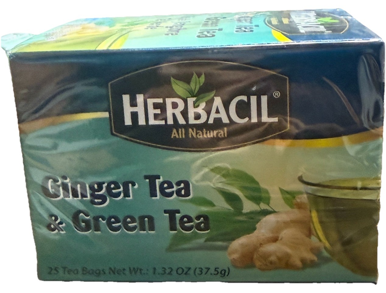 50 Bags Herbacil Ginger And Green Tea, 1.27fl oz, Smooth & Aromatic Infusion