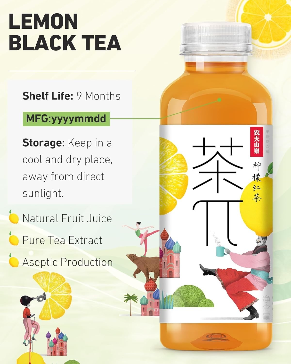 15 Pack Bottled Iced Tea Black Tea with Lemon Real Juice and Natural Ingredients