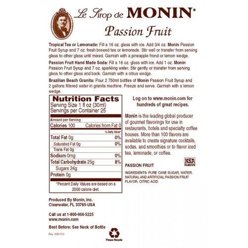 Monin Passion Fruit Syrup (750mL), H-Passion Fruit