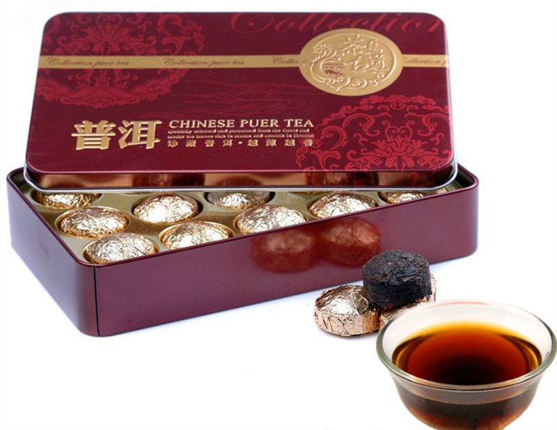 Ripe Pu Erh Tea Tin Box 15 Tea Bags Cooked Pu Erh Chinese Black Tea Gift Set