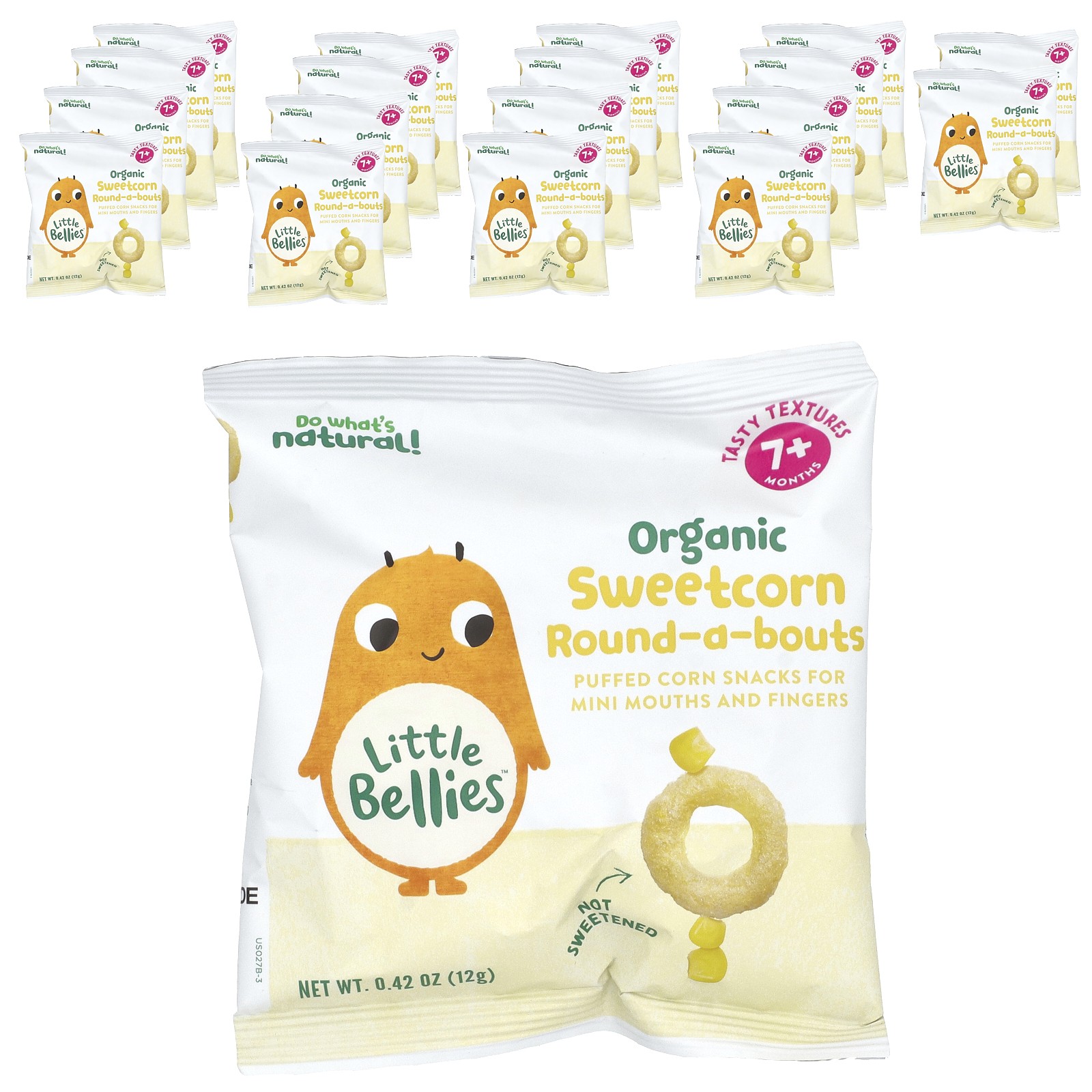 Organic Sweetcorn Round-A-Bouts, 7+ Months, 18 Bags, 0.42 oz (12 g) Each
