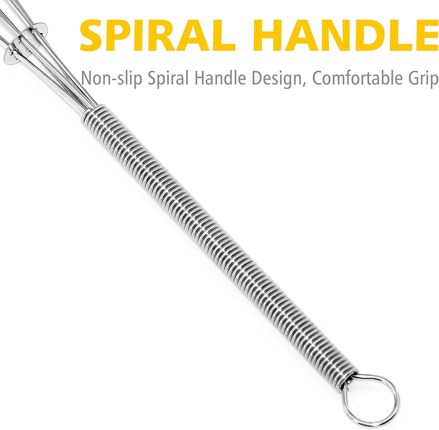 Anaeat Mini Wire Whisks, Set of 2 Portable Stainless 5+7 inches, Silver 2Pcs
